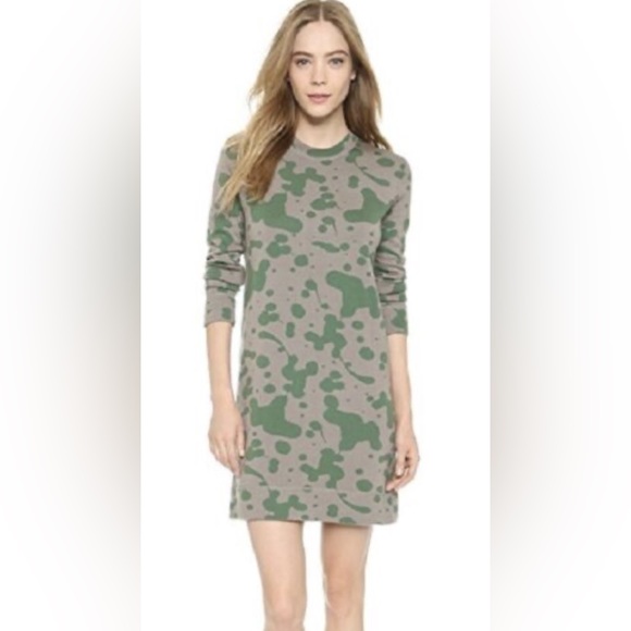 Marc Jacobs Oil Drop Wool Sweatshirt Dress in Granite Multi. Size Small - Picture 2 of 5